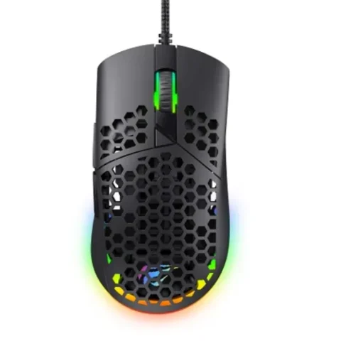 Havit MS1036 RGB Programmable Gaming Mouse Price in BD - Top view of Havit MS1036 RGB wired gaming mouse with USB cable