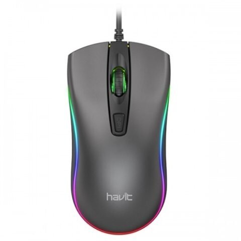 Havit MS72 Cool RGB LED USB Gaming Mouse Price in BD - Top view of Havit MS72 cool RGB LED USB gaming mouse black with cable