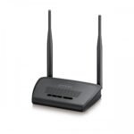 Zyxel NBG-418N V2 300 Mbps Wireless Router Price in BD - Compact black single-band router design with two external antennas.