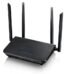 Zyxel NBG7510 AX1800 Dual-Band WiFi 6 Gigabit Router Price in BD - Modern black Wi-Fi 6 router with four external antennas.
