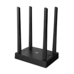 Netis N5 AC1200 Dual Band WiFi Router Price in BD - Compact black router design with four external antennas and USB port.