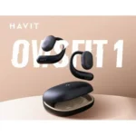 Havit OWSFIT 1 Open-Ear Bluetooth Earbuds Price in BD - Overview of Havit OWSFIT 1 open-ear earbuds resting next to charging case