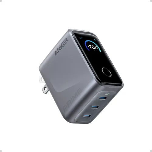 Anker Prime GaN 160W 3 Port Fast Charger with Smart Display Silver