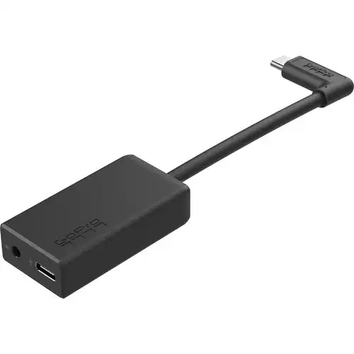 GoPro Pro 3.5mm Mic Adapter For Hero 5/6/7/8/9/10 Price in BD - Compact black USB-C to 3.5mm microphone audio adapter cable for action cameras