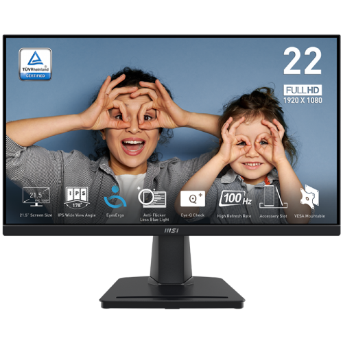 MSI PRO MP225 21.5 Inch 100Hz IPS FHD Monitor Black