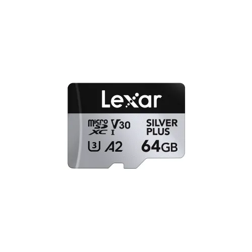 Lexar Professional SILVER PLUS 64GB microSDXC UHS-I Memory Card with Adapter LMSSIPL064G-BNANU