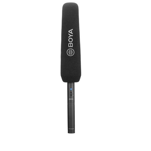 BOYA BY-PVM3000M Supercardioid Shotgun Microphone Price in BD - BOYA BY-PVM3000M shotgun mic with foam windscreen on display.