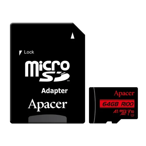 Apacer R100 MicroSDXC UHS-I U1 V10 A1 64GB Class-10 Memory Card with Adapter AP64GMCSH10U6-R