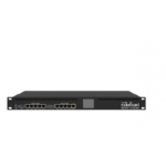 Mikrotik RB3011UiAS-RM Gigabit Ethernet Router Price in BD - Front view of Mikrotik RB3011UiAS-RM 1U rackmount 10-port router with LCD screen and SFP slot.
