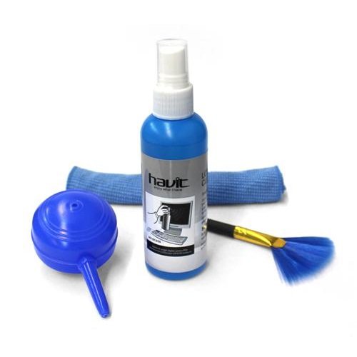 Havit SC055 LCD Screen Cleaning Kit for Laptop and Monitor Price in BD - Havit SC055 cleaning kit showing spray bottle, microfiber cloth, and brush