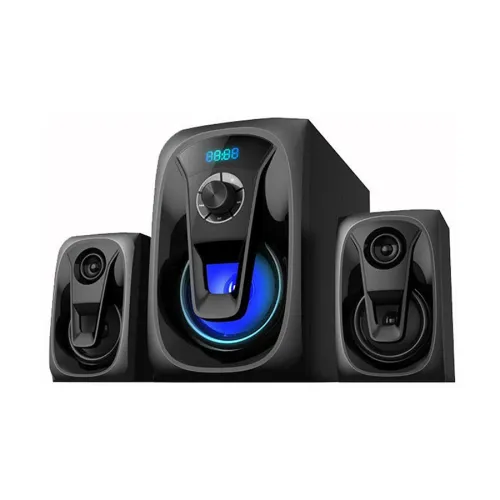 Havit SF114BT 2.1 Multi-Function Bluetooth Speaker Price in BD - Front view of Havit SF114BT subwoofer and satellite speakers with remote control