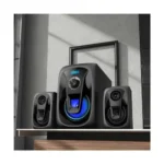 Havit SF114BT 2.1 Multi-Function Bluetooth Speaker Price in BD - Front view of Havit SF114BT subwoofer and satellite speakers with remote control