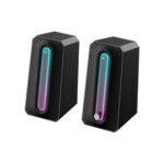 Havit SK216 RGB Gaming Speaker Price in BD - Front view of Havit SK216 RGB gaming speakers illuminated on desktop