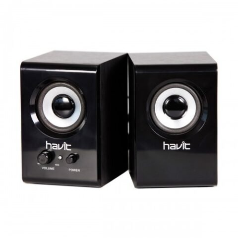 Havit SK490 USB AC Power Speaker Black Price in BD - Front view of Havit SK490 black desktop stereo speakers