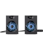 Havit SK706 Stereo LED Backlit USB Speaker Price in BD - Front view of Havit SK706 LED backlit USB stereo speakers on desktop