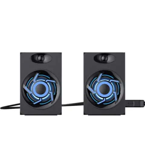 Havit SK706 Stereo LED Backlit USB Speaker Price in BD - Front view of Havit SK706 LED backlit USB stereo speakers on desktop