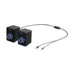 Havit SK706 Stereo LED Backlit USB Speaker Price in BD - Front view of Havit SK706 LED backlit USB stereo speakers on desktop