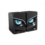 Havit SK708 2.0 RGB USB Gaming Speaker Price in BD - Front view of Havit SK708 RGB gaming speakers illuminated on desktop
