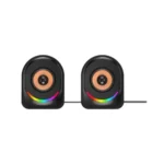 Havit SK709 LED USB Speaker Price in BD - Front view of Havit SK709 LED backlit USB stereo speakers on desktop