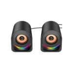 Havit SK709 LED USB Speaker Price in BD - Front view of Havit SK709 LED backlit USB stereo speakers on desktop
