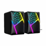 Havit SK763 2.0 RGB Gaming USB Speaker Price in BD - Front view of Havit SK763 RGB gaming USB speakers on desktop