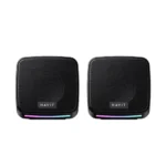 HAVIT SK764 USB Stereo Speaker Price in BD - Front view of HAVIT SK764 backlit USB stereo speakers on desktop