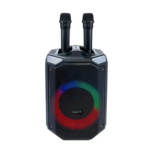 Havit SQ143BT Outdoor Portable Wireless Speaker Price in BD - Front view of Havit SQ143BT speaker with dual wireless microphones