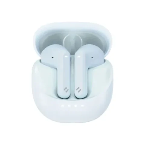Havit TW931 ENC Bluetooth Earbuds Price in BD - Front view of Havit TW931 ENC earbuds resting beside charging case