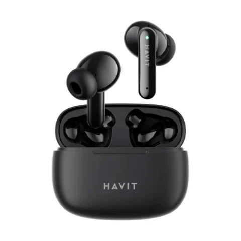 Havit TW967 Pro TWS Earbuds Price in BD - Front view of Havit TW967 Pro earbuds and charging case