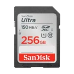 SanDisk Ultra 256GB Class 10 150MB/s SDXC UHS-I Memory Card Price in BD - Grey and red full-size SDXC memory card featuring 150MB/s transfer speed rating and 256GB capacity