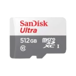 SanDisk Ultra 512GB Class 10 100MB/s microSDXC UHS-I Memory Card Price in BD - Grey and white micro SDXC memory card featuring 100MB/s transfer speed rating and 512GB capacity