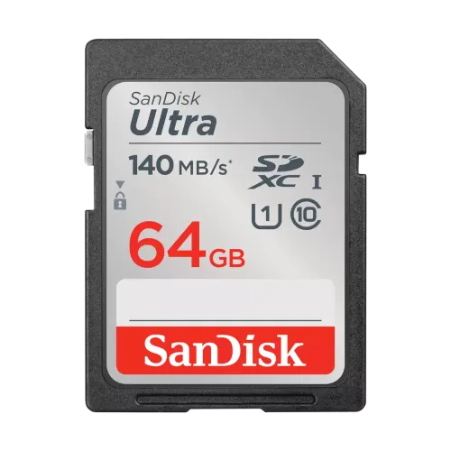 SanDisk Ultra 64GB Class 10 140MB/s SDXC UHS-I Memory Card Price in BD - Grey and red full-size SDXC memory card featuring 140MB/s transfer speed rating