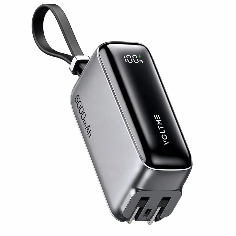 VOLTME GaNZero 5K Hybrid Power Charger Power Bank Price in Bangladesh - 2-in-1 GaN wall charger and portable battery with foldable prongs