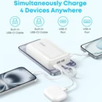Anker Zolo 20000mAh 45W Power Bank with Built-in USB-C Cables White