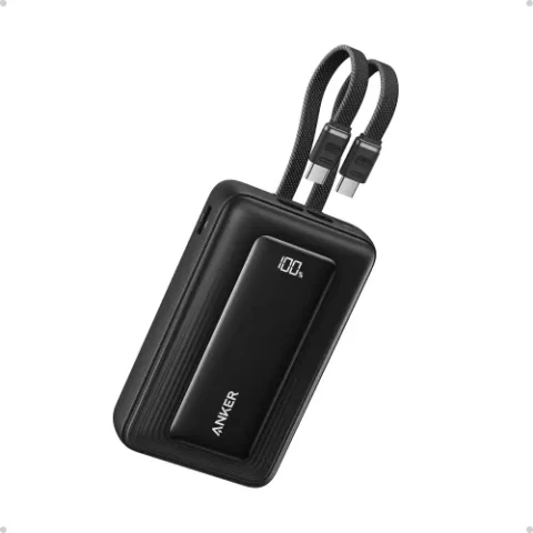 Anker Zolo 20000mAh 45W Power Bank with Built-in USB-C Cables Black