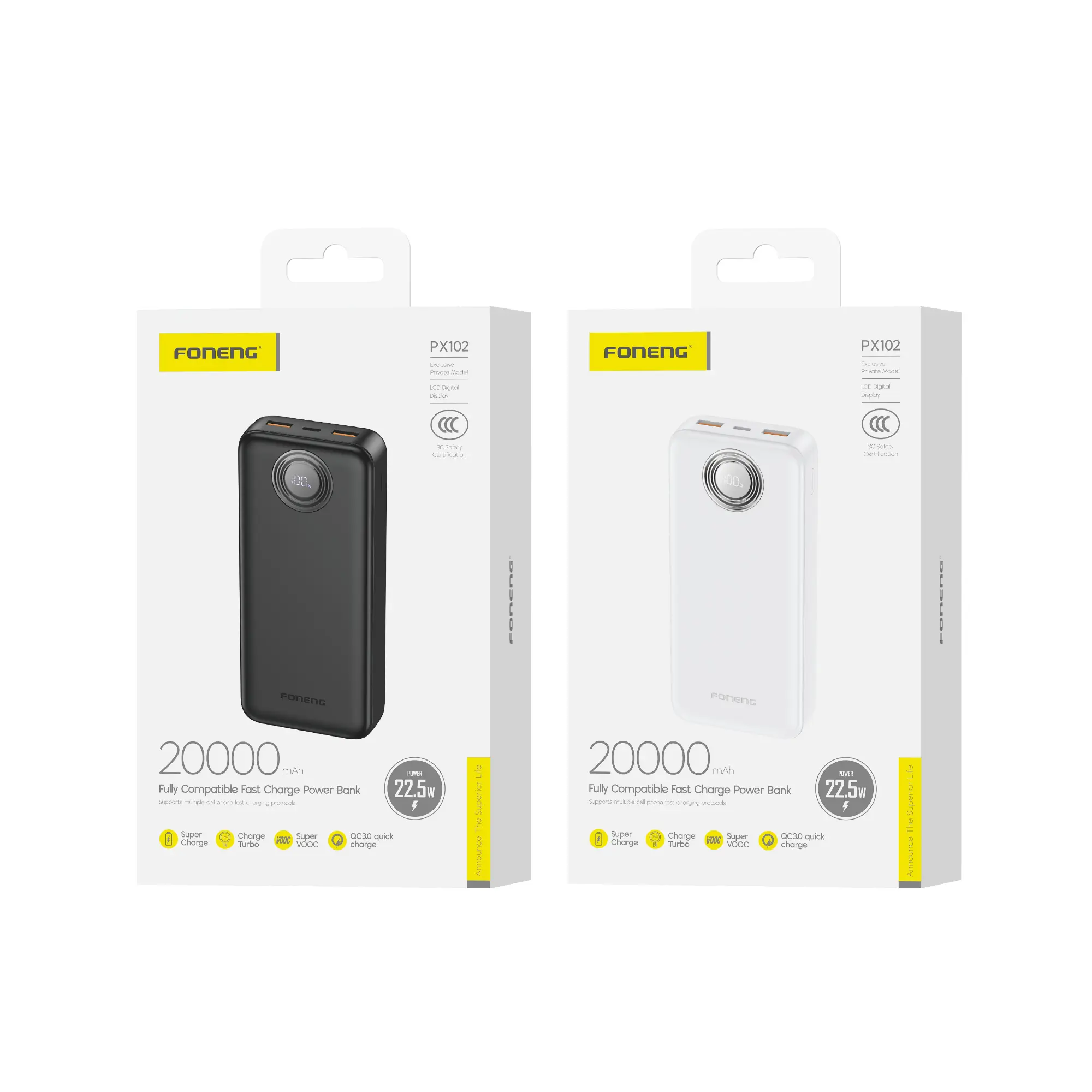 FONENG-PX102-Packaging-1 Foneng PX102 22.5W 20000mAh Power Bank Price in Bangladesh - Portable fast charger with LCD screen and 3 output ports