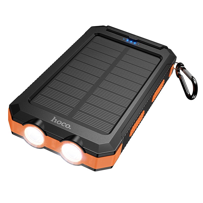 Hoco J164 Dual-Light Solar Power Bank Price in Bangladesh - Rugged outdoor portable charger with solar panel and dual flashlights