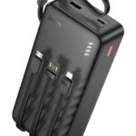 Hoco J146B Night Tide 30000mAh Power Bank Price in Bangladesh - High-capacity portable charger with 4 built-in cables and LED indicator