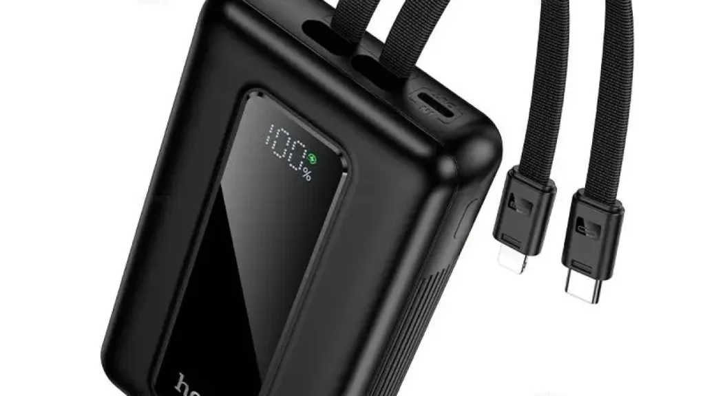 Hoco MMJ17 20000mAh 22.5W Power Bank Price in Bangladesh - Portable fast charger with built-in cables and digital percentage display