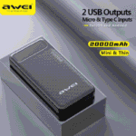 Awei P6K Pro 20000mAh Power Bank Price in Bangladesh - Dual USB portable charger with LED indicators and lithium polymer core